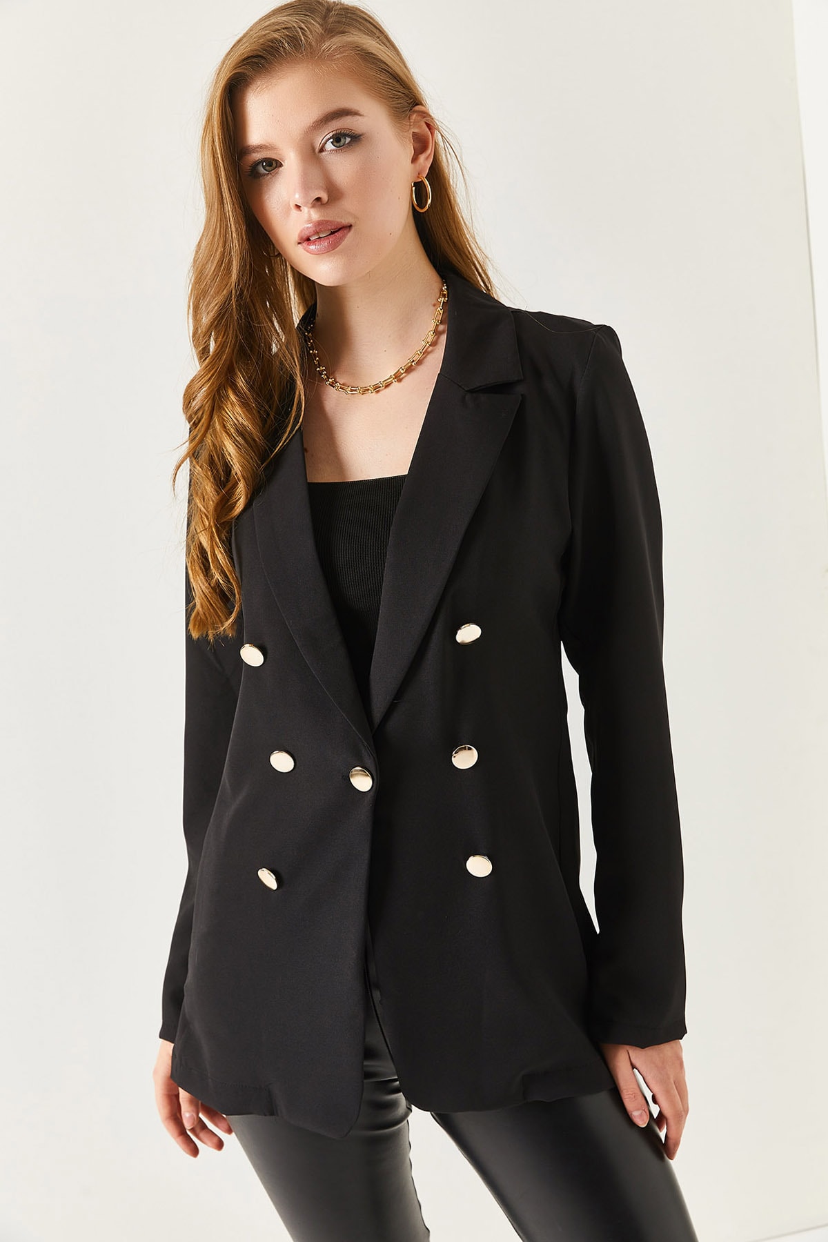Levně armonika Women's Black Buttoned Jacket