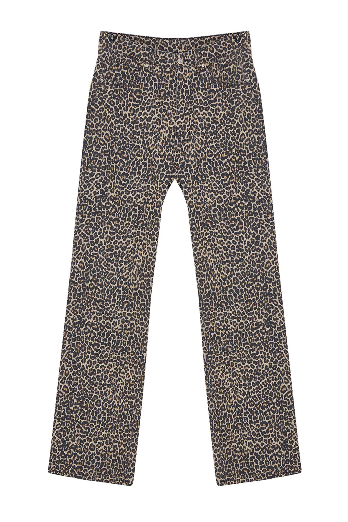 Trendyol Multicolored Leopard Print Brown High Waist Wide Leg Jeans
