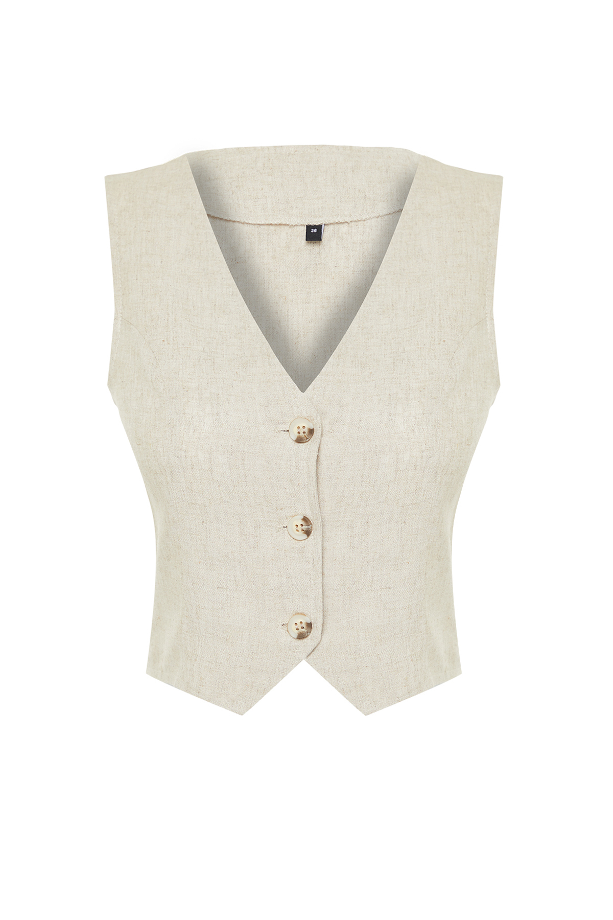 Trendyol Beige Regular Cotton Crop Linen Woven Vest