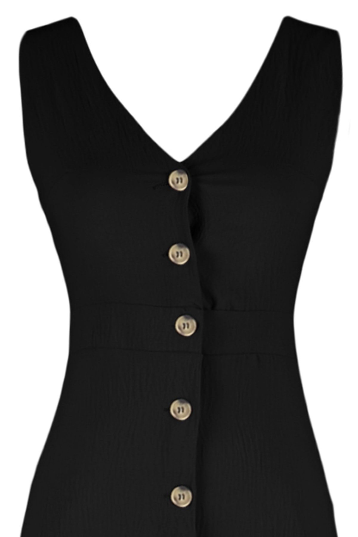 Rochie țesută țesută detaliată cu nasturi negri Trendyol