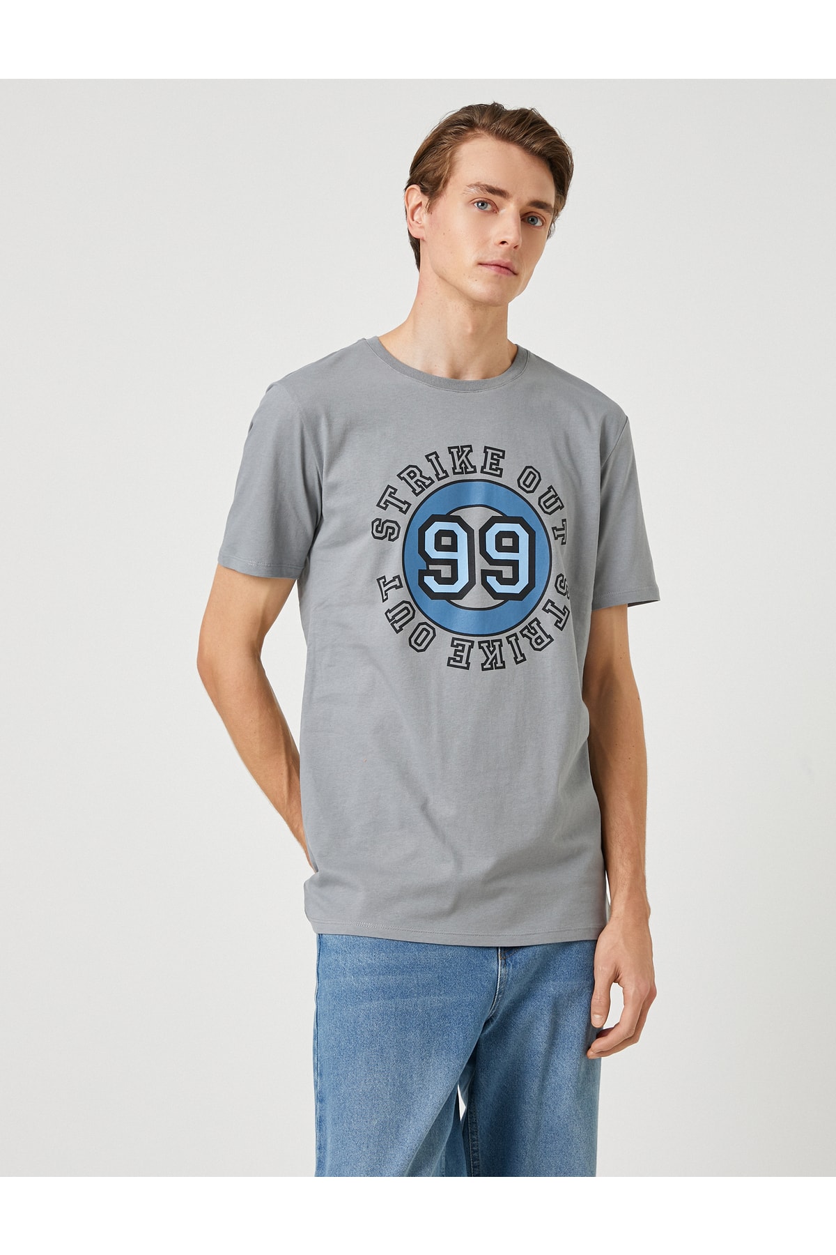 Levně Koton College T-Shirt Printed Crew Neck Short Sleeve