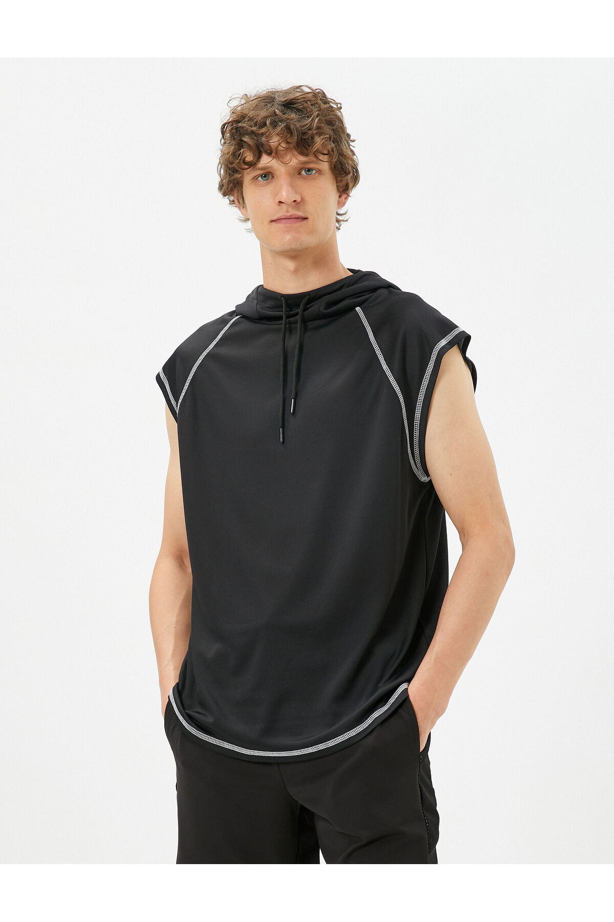 Koton Sports Vest Hooded Stitch Detail Sleeveless