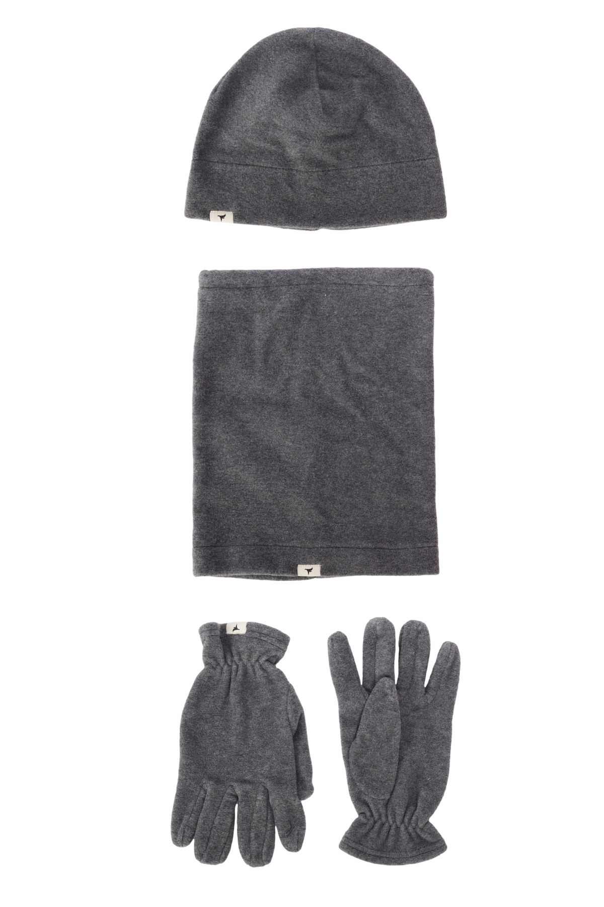 Levně ALTINYILDIZ CLASSICS Men's Anthracite-Melange Anti-pilling Warm Water Repellent Fleece Beanie Neck Collar Gloves Set