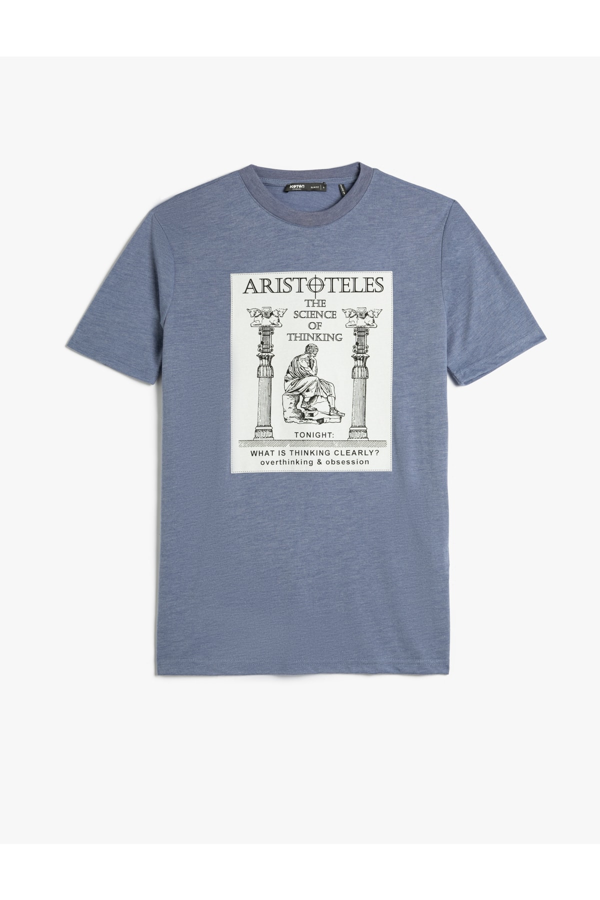 Levně Koton Aristotle Printed T-Shirt. Crew Neck Short Sleeved.