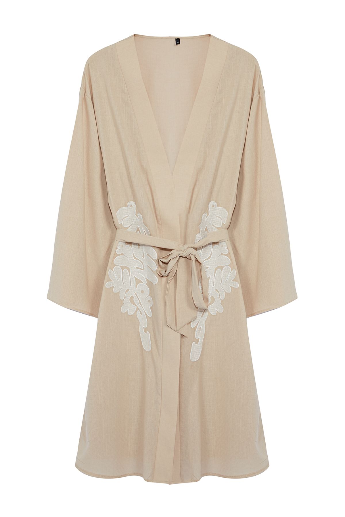 Trendyol Beige Linen Look Embroidered Woven Cape & Abaya & Abaya