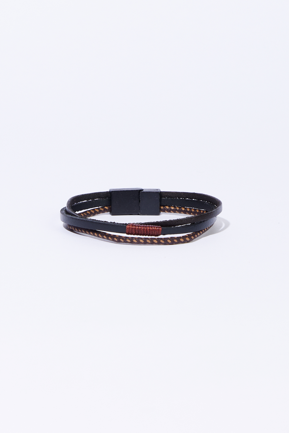 ALTINYILDIZ CLASSICS Men's Black-Brown 100% Leather Bracelet
