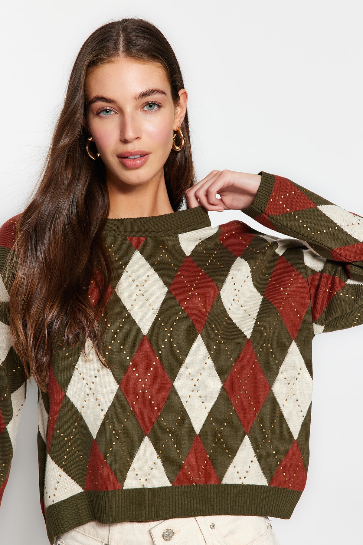 Trendyol Sweater - Khaki - Regular fit