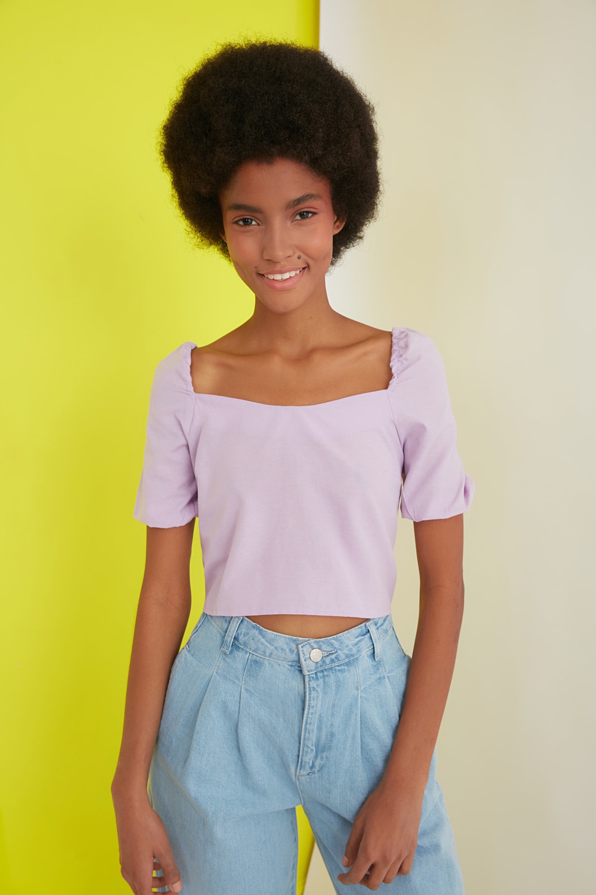 Trendyol Lilac Square Collar Blouse