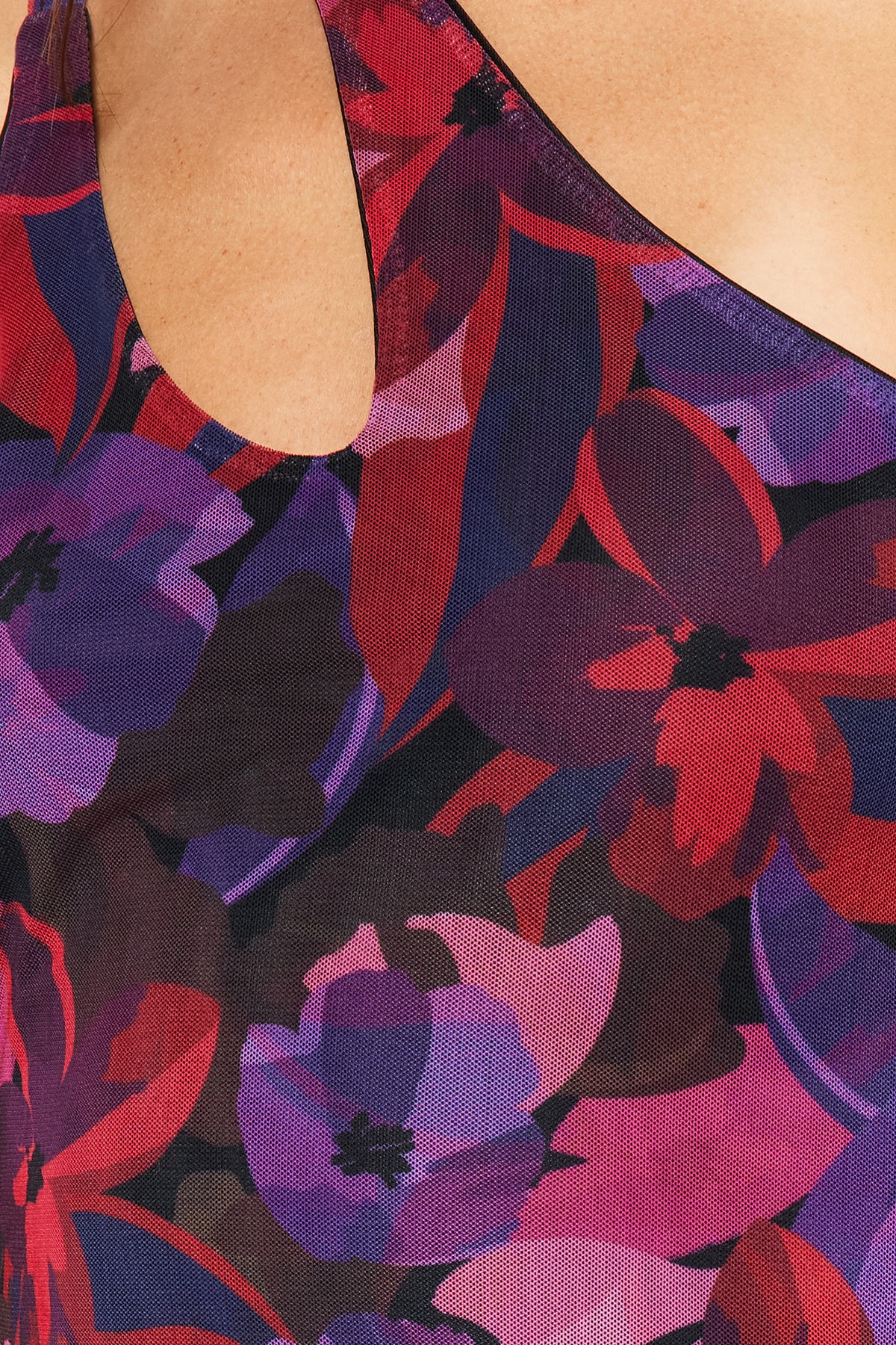 Trendyol Multicolor Asimetric Guler Tulle Captusit, Cromat Rochie Maxi