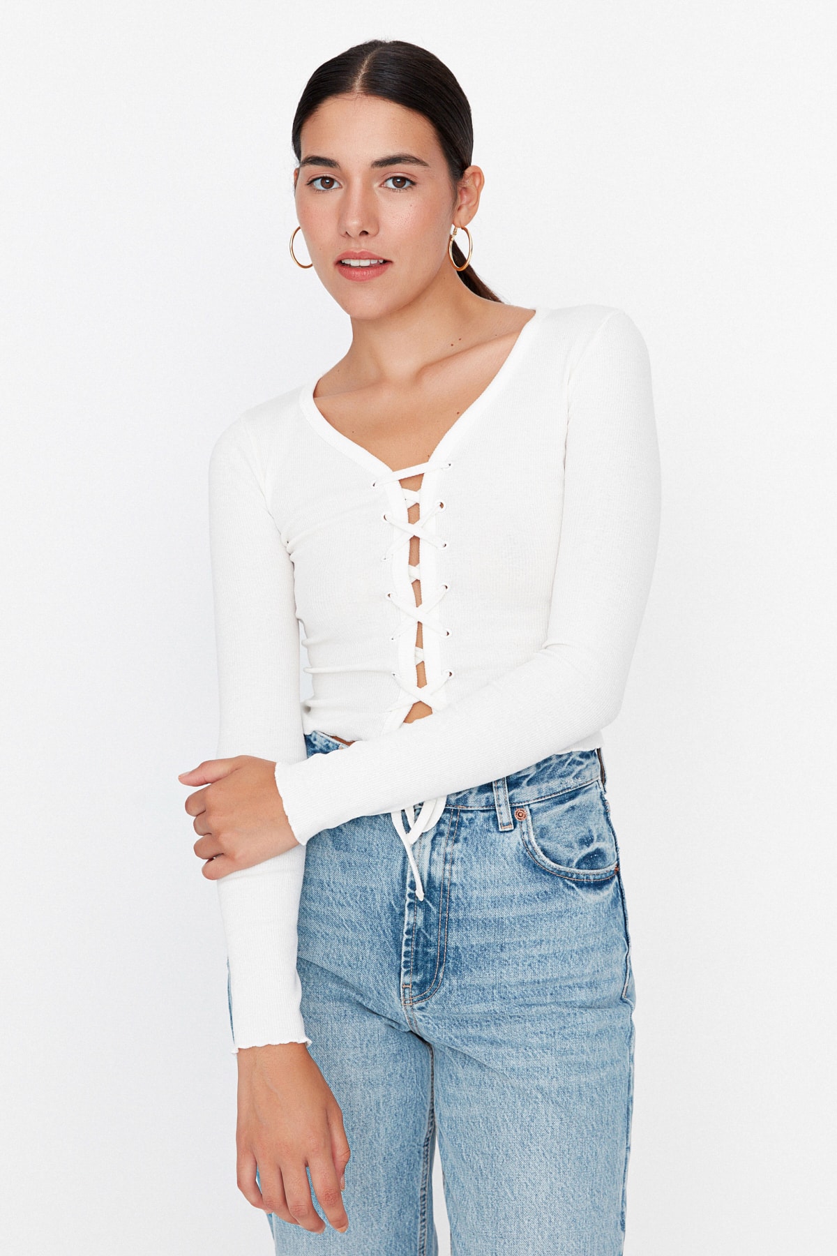 Trendyol Blouse - Ecru - Slim fit