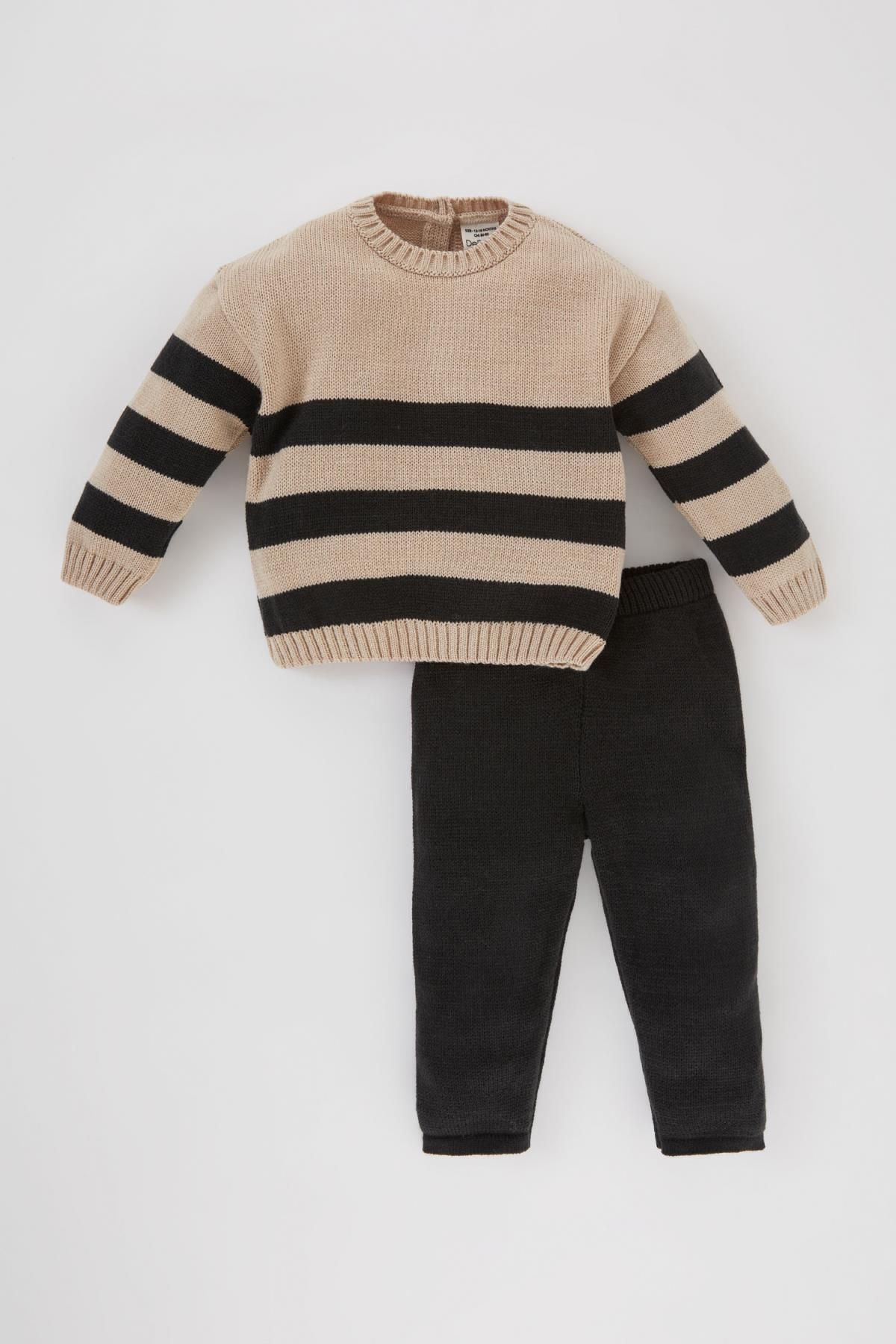 DEFACTO Baby Boy Striped Sweater Bottom 2-Pack Set