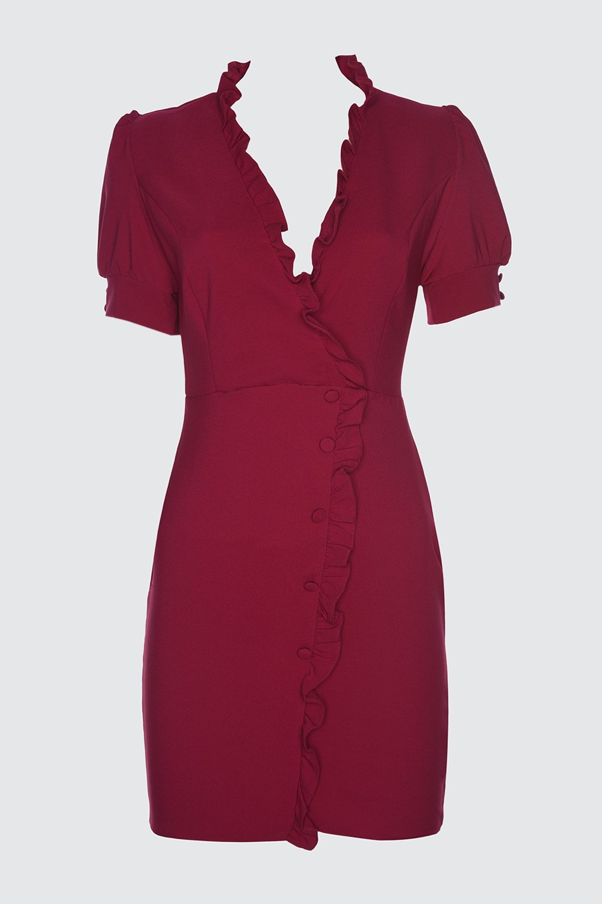 Trendyol Mürdüm Ruffle Detail Dress
