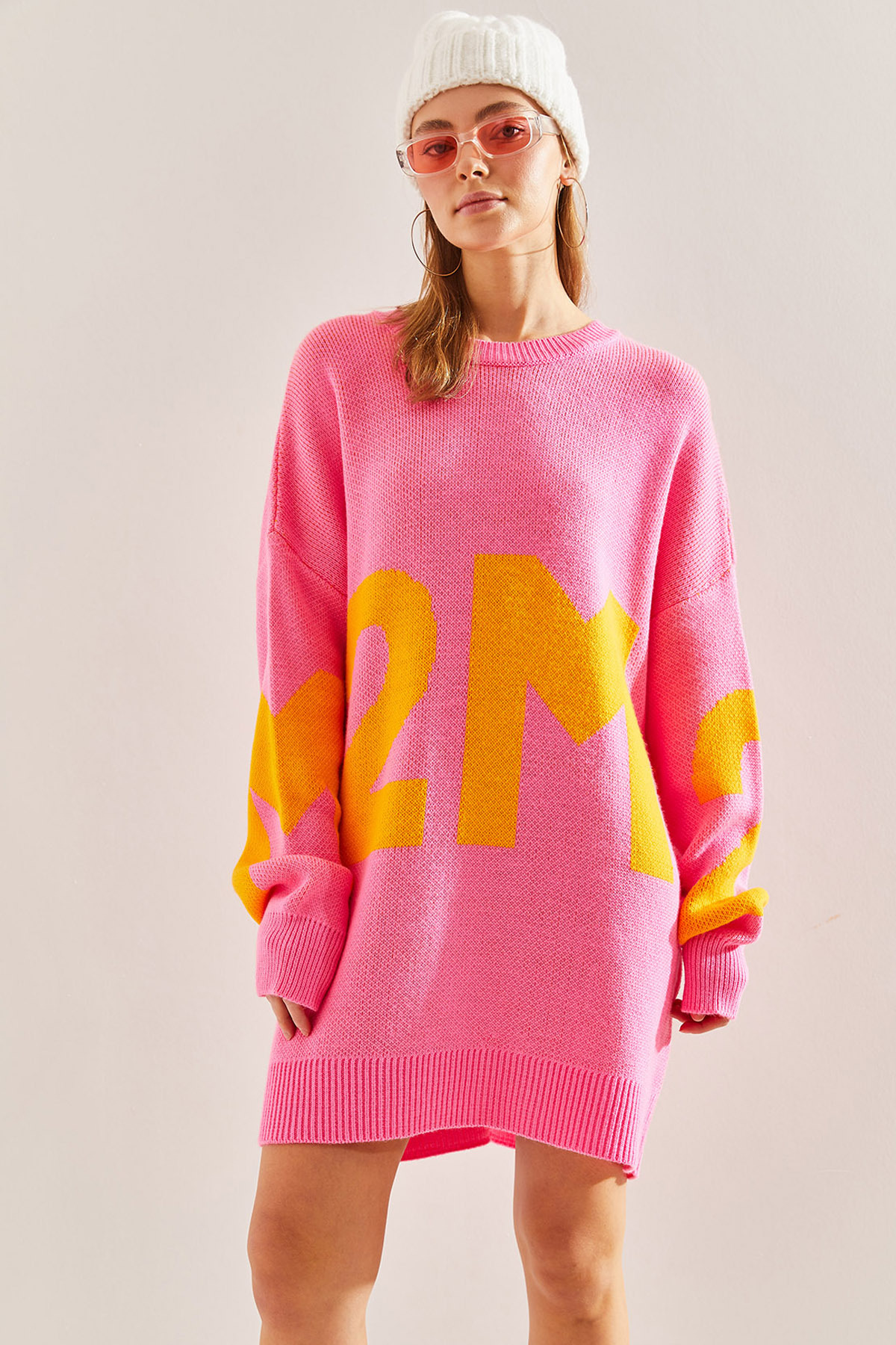 Levně Bianco Lucci Women's 2M Printed Oversize Knitwear Sweater