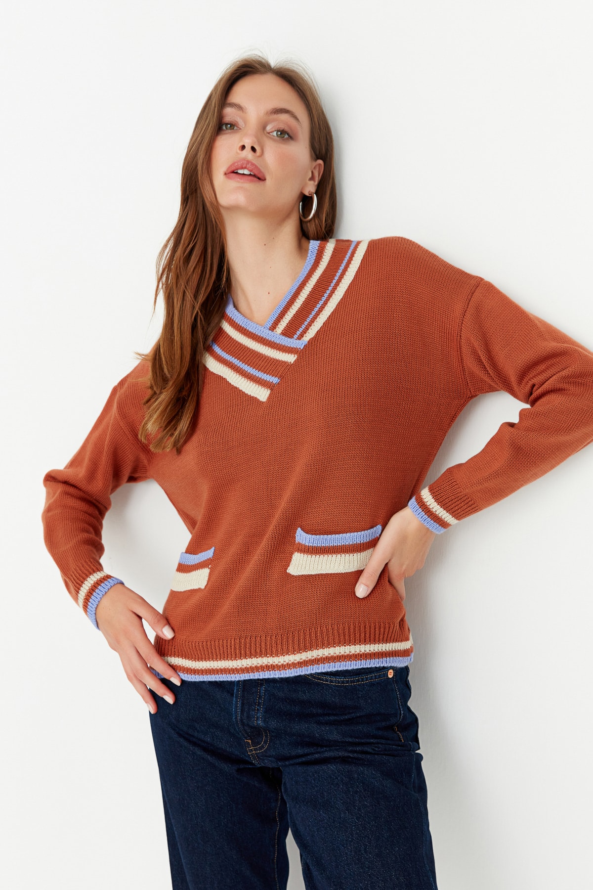 Trendyol Sweater - Brown - Regular fit