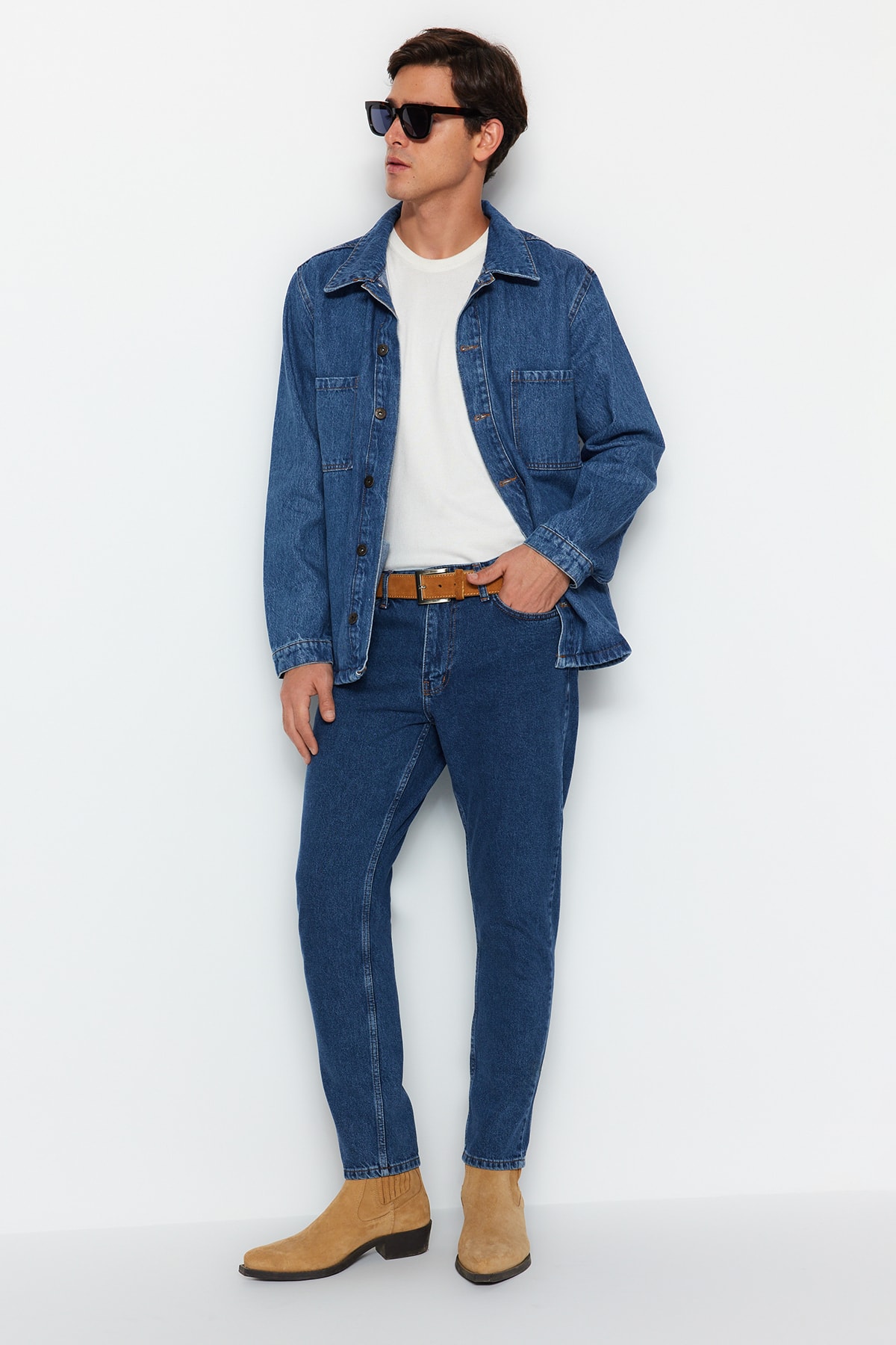 Trendyol Men's Blue Relax Fit Boyfriend Jeans Denim Trousers
