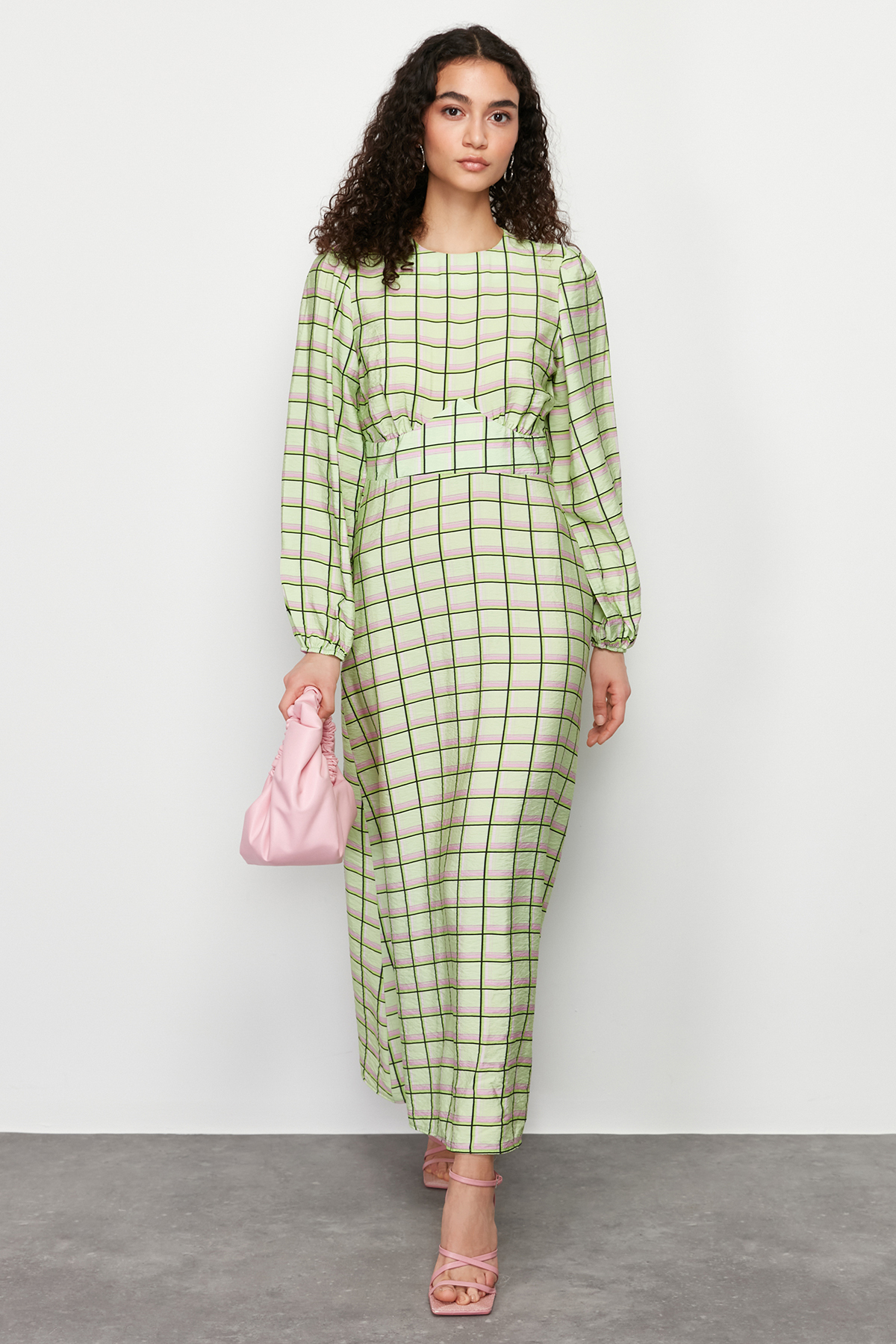 Levně Trendyol Green Plaid / Checkered Woven Dress