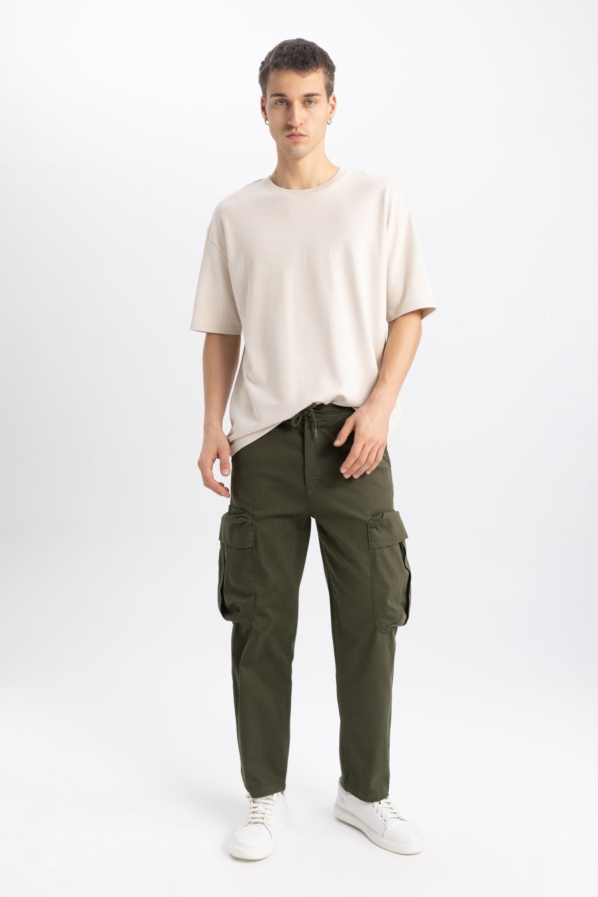 DEFACTO Rustic Loose Fit Cargo Pocket Gabardine Trousers