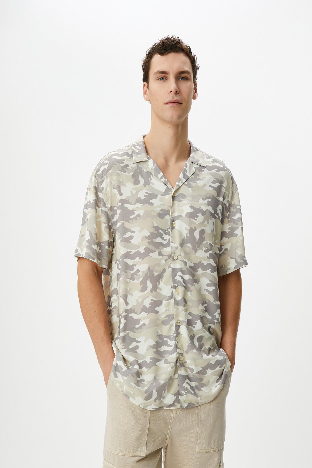 Koton Men's Beige Patterned Shirt
