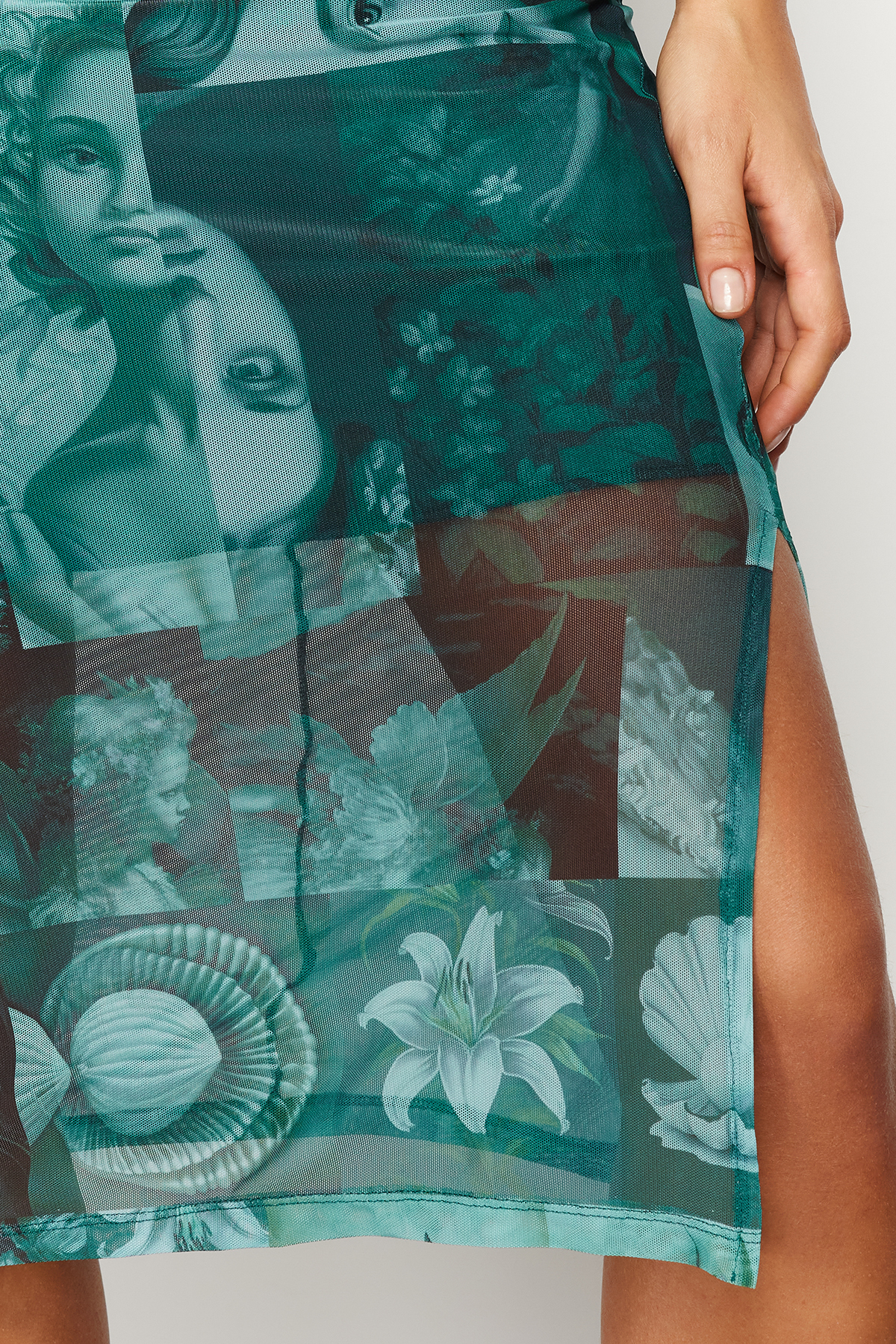 Trendyol Emerald Green Strap Fitted Square Neck Tulle Stretchy Knitted Midi Pencil Dress