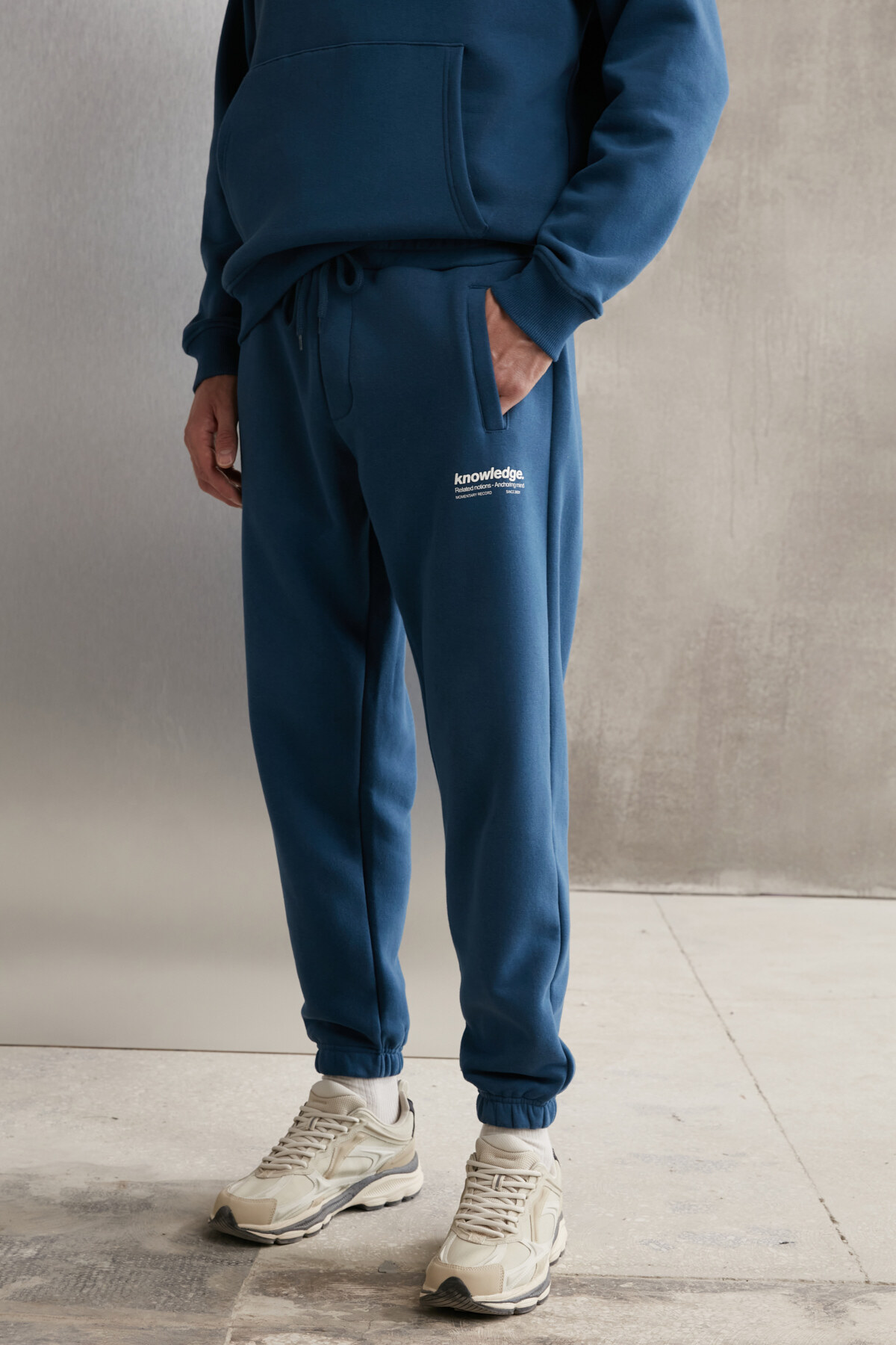 Levně GRIMELANGE Bernon Men's Soft Fabric, Elasticized Three-Pocket Blue Sweatpant