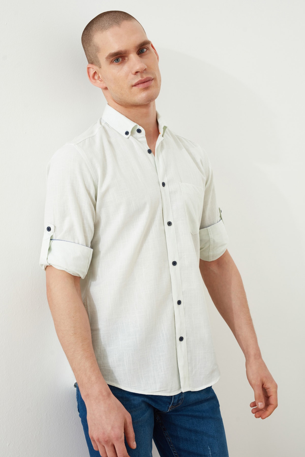 Trendyol Mint Men Slim Fit Buttoned 