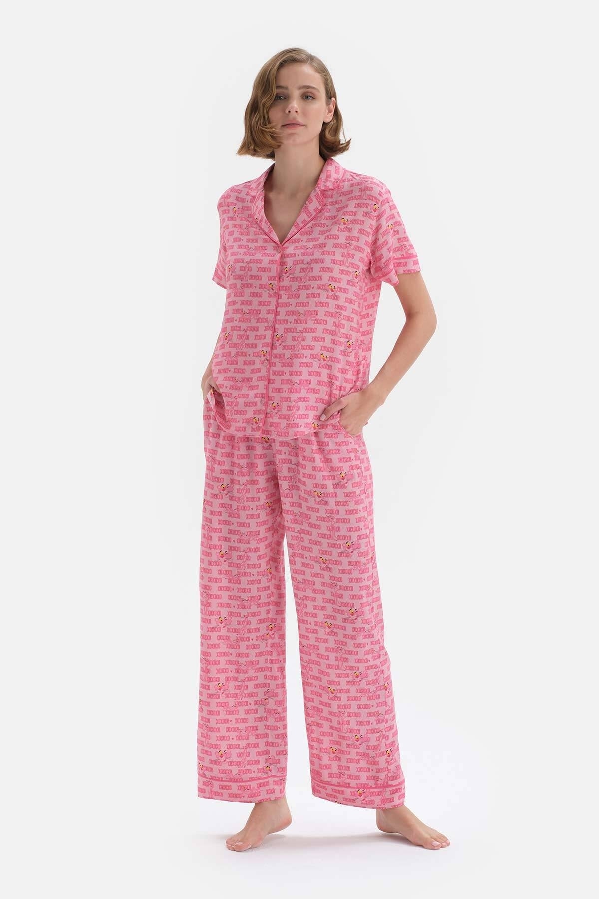 Dagi Pajama Set - Pink - Graphic
