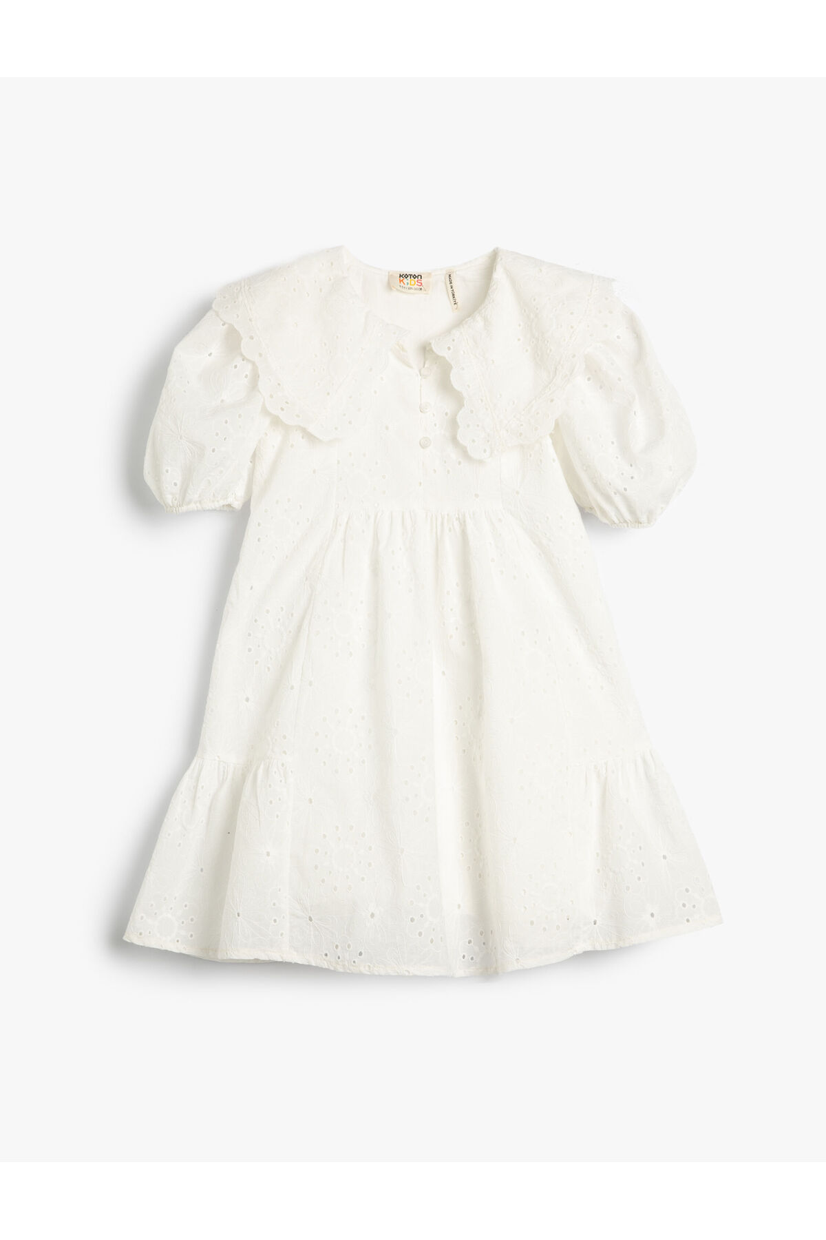Levně Koton Dress With Wide Baby Collar Elasticated Short Balloon Sleeves Cotton