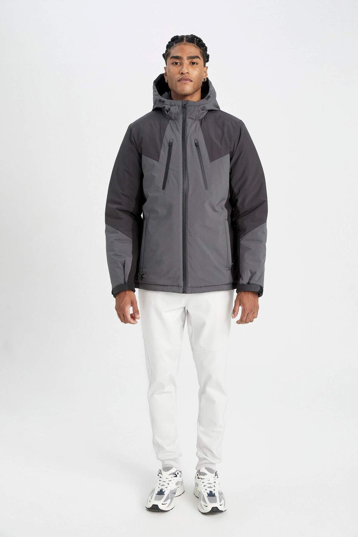 DEFACTO Fit Thermometer Jacket Water Repellent Windproof Slim Fit Slim Cut Hooded Zippered