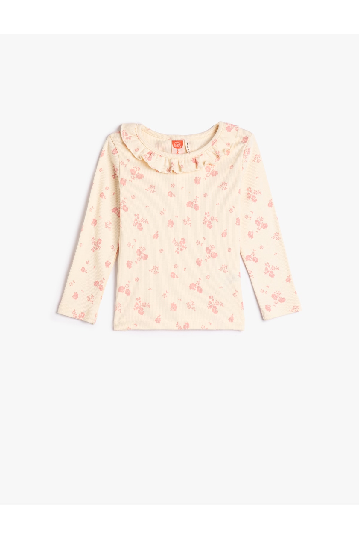 Levně Koton Floral T-Shirt Round Neck Ruffle Long Sleeve Cotton Camisole