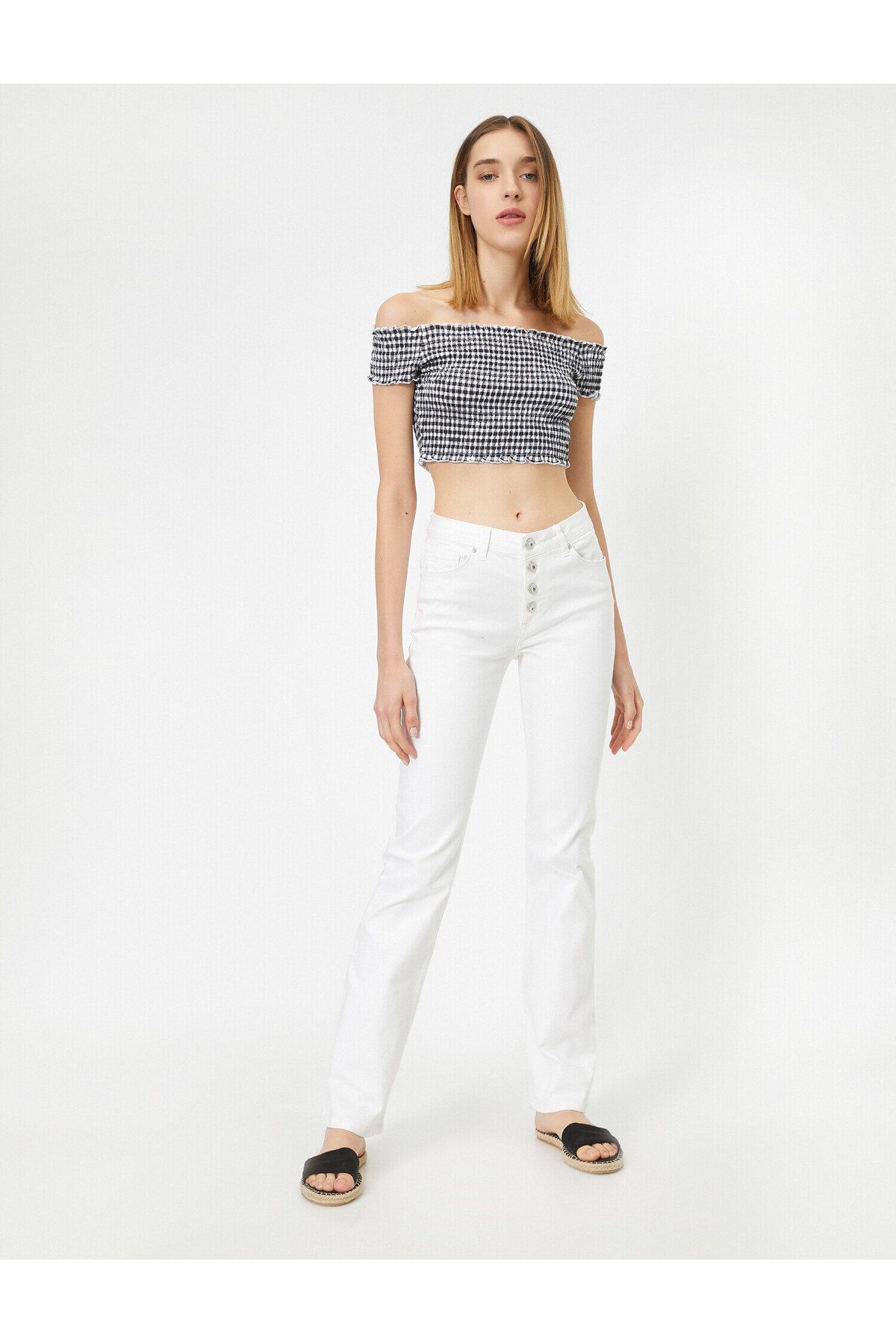 Koton femei pantaloni albi