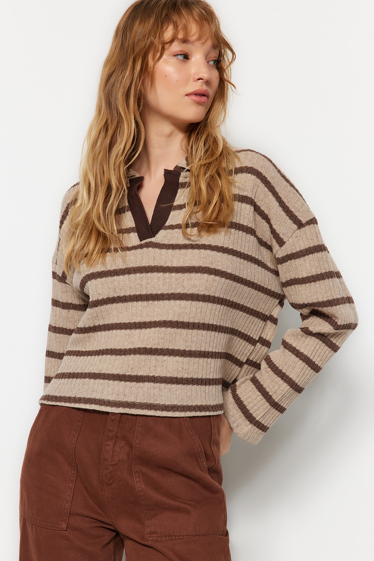 Trendyol Sweater - Beige - Regular fit