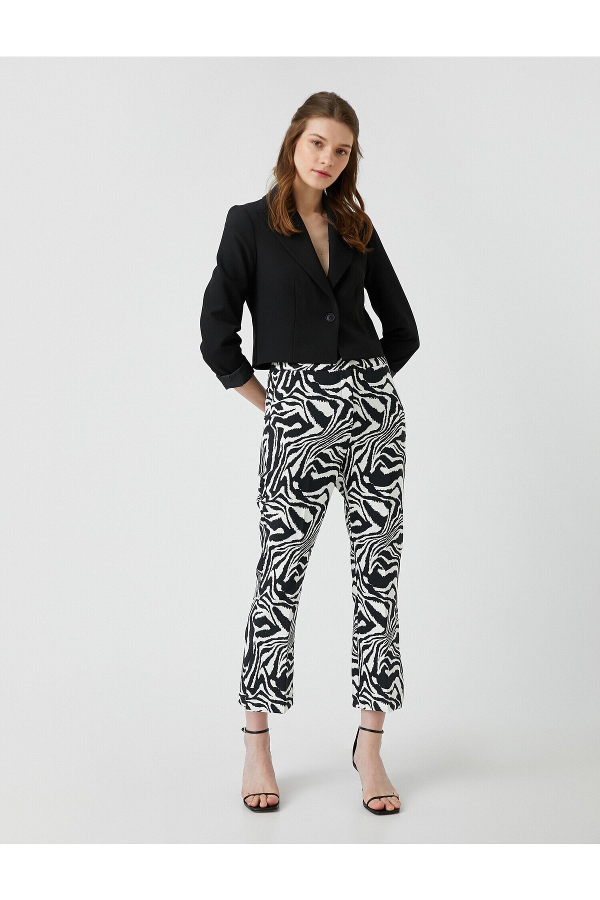 Pantaloni cu model Koton Zebra Slim Fit