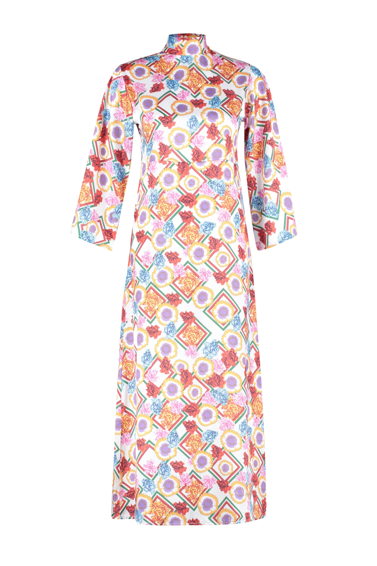 Trendyol Multicolored Floral Patterned Satin Woven Dress