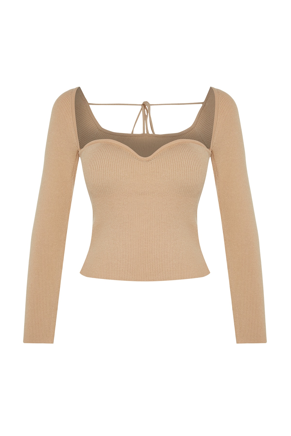 Trendyol Mink Sweetheart Collar detaliat Tricotaje Pulover