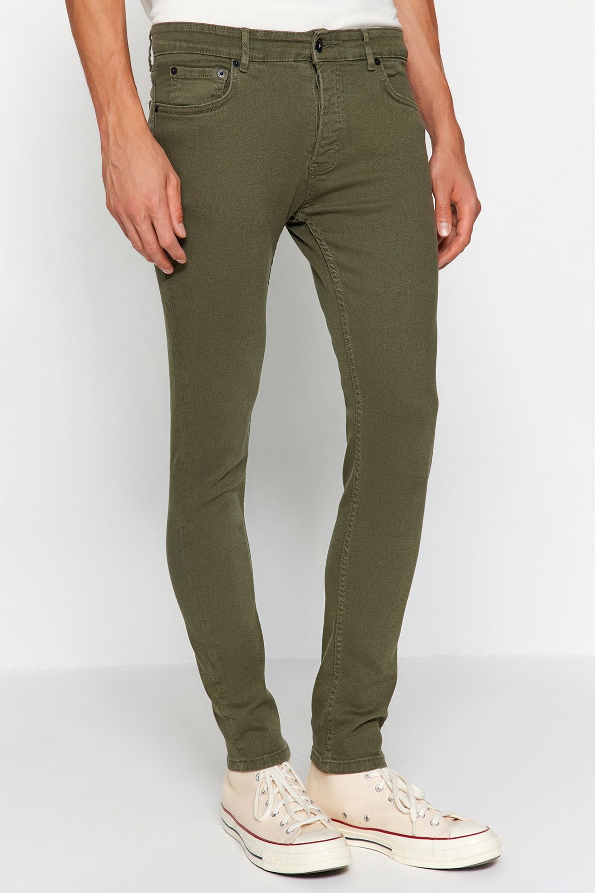 Trendyol Men's Khaki Skinny Fit Flexible Fabric Jeans Denim Trousers