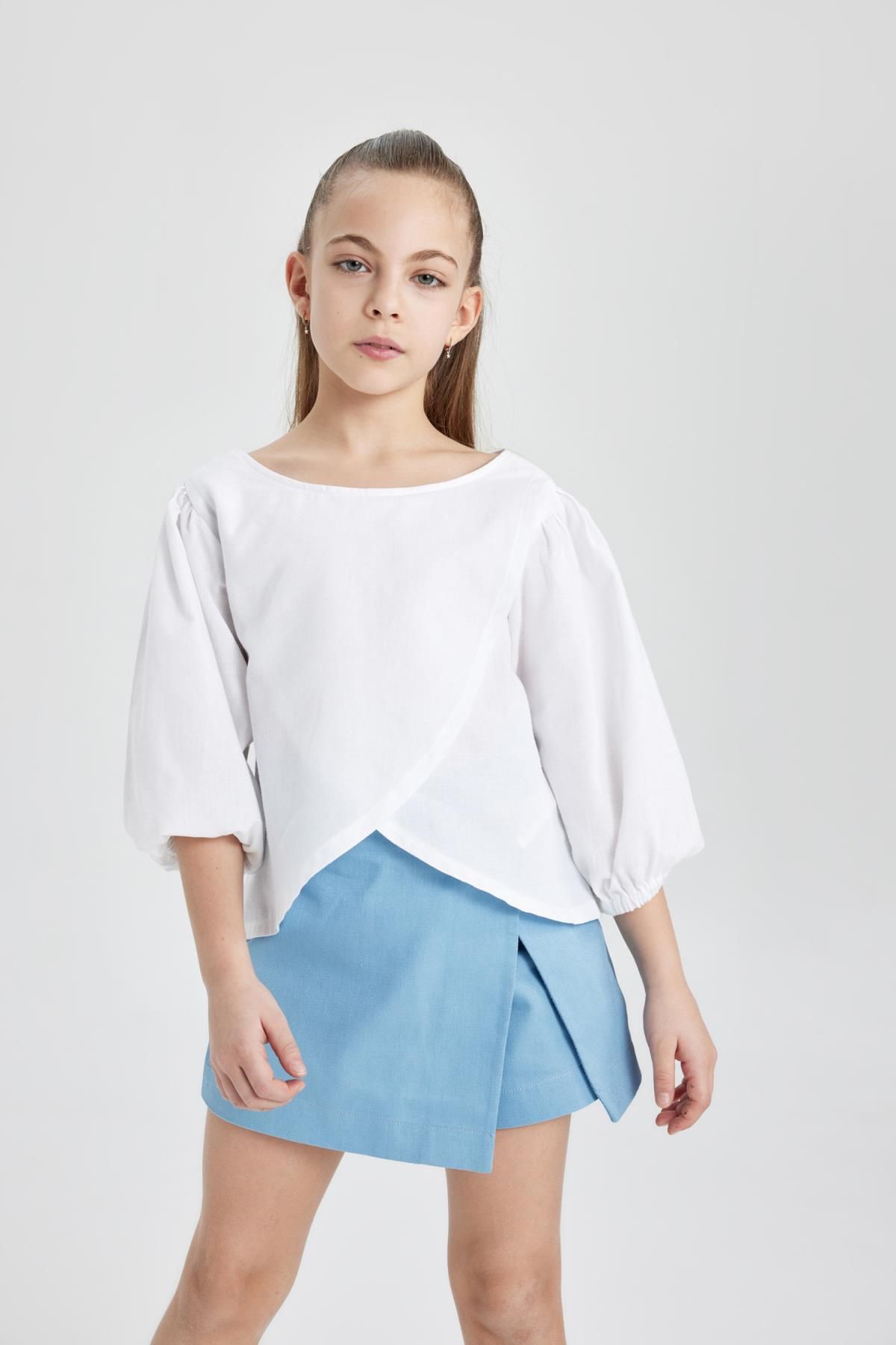 DEFACTO Girls' Half Sleeve Blouse