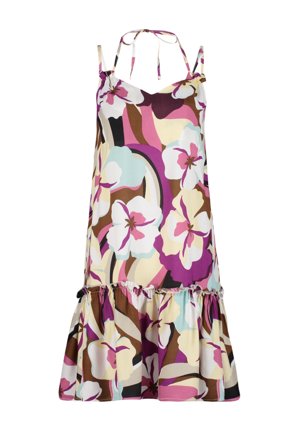 Trendyol roz larg tăiat mini țesut model țesut rochie țesută