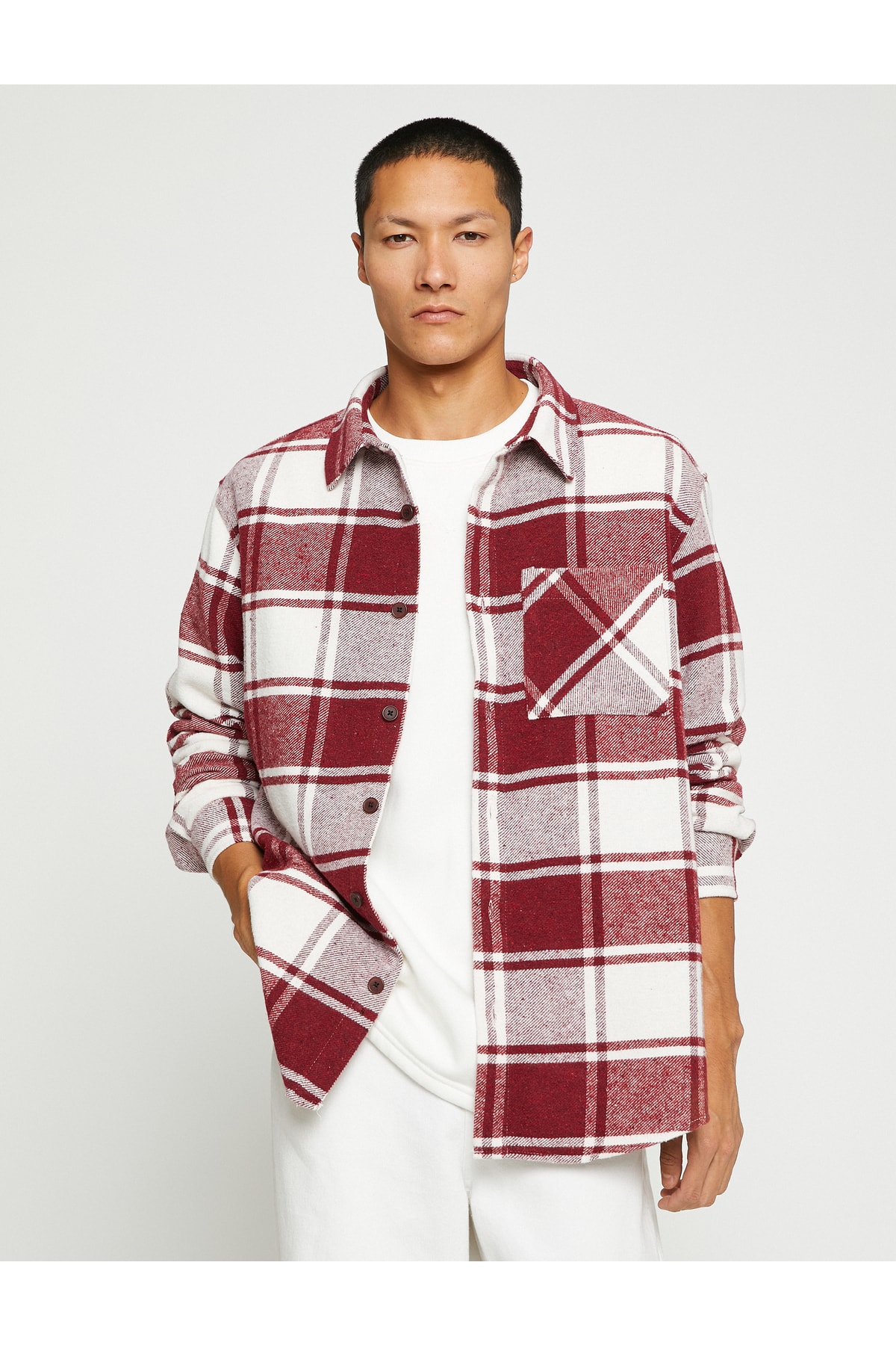 Koton Checkered Lumberjack Shirt with Pocket Detailed and Buttons Long Sleeves
