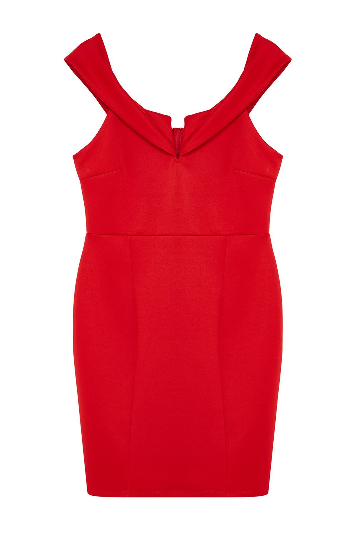 Trendyol Curve Red Diving/Scuba Knitted Plus Size Dress