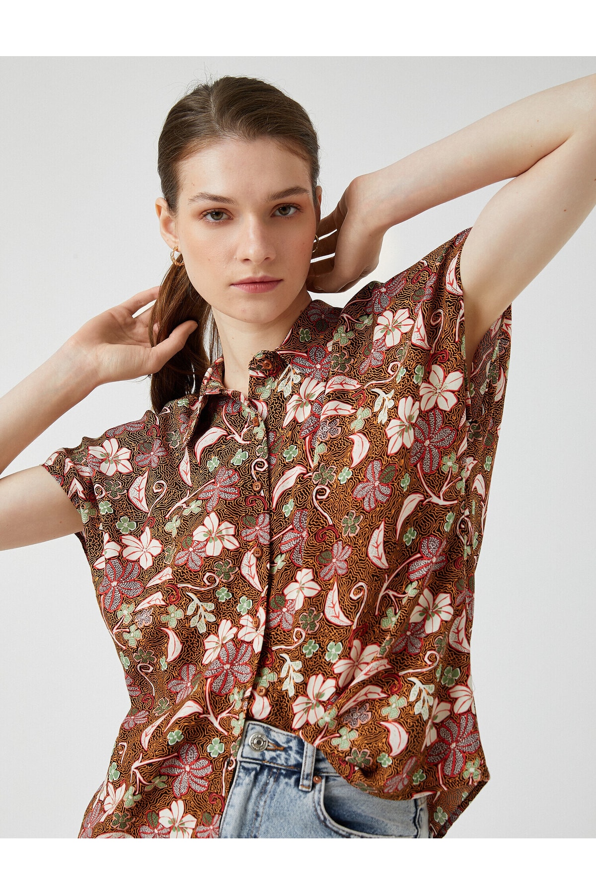 Levně Koton Floral Shirt Short Sleeve