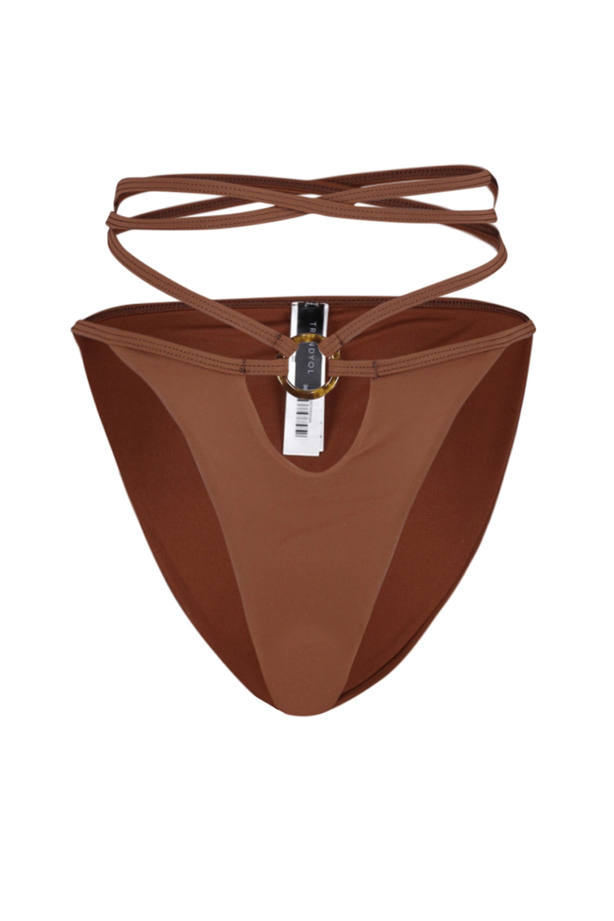 Trendyol High Leg Bikini Bottom cu accesorii Ecru