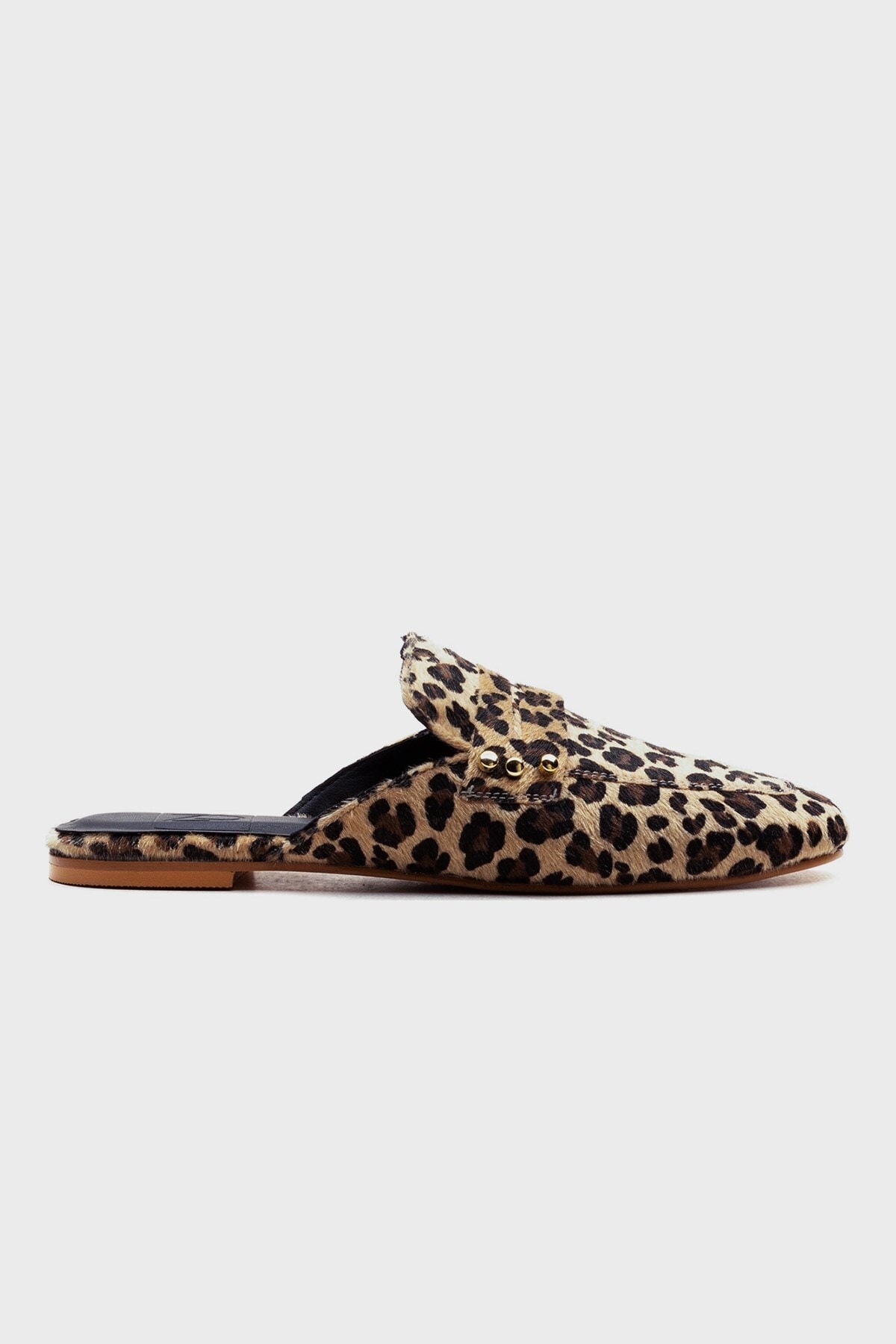 LuviShoes Women&#039;s Brown Genuine Leather Leopard Slippers