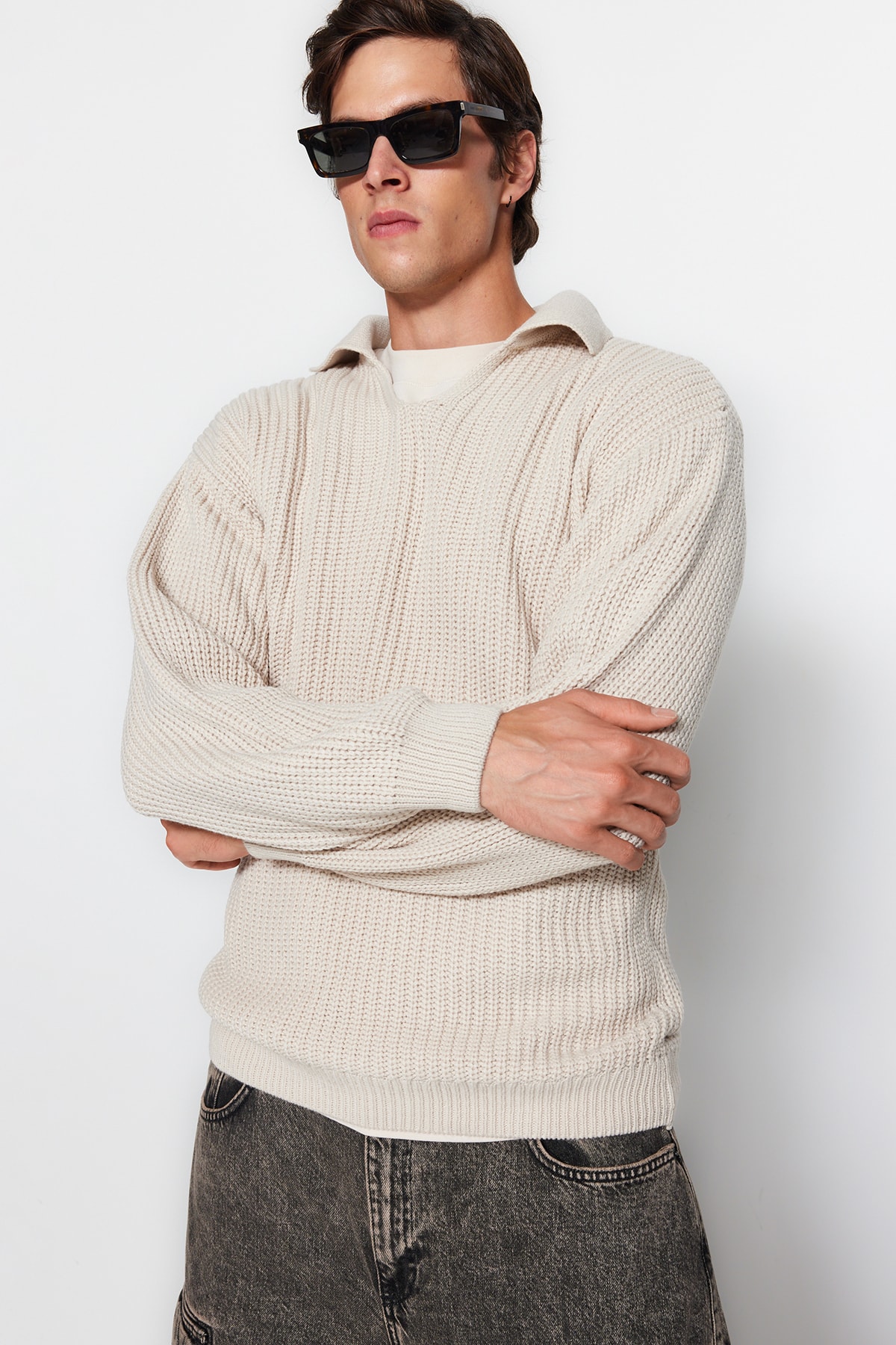 Trendyol Sweater - Ecru - Regular fit