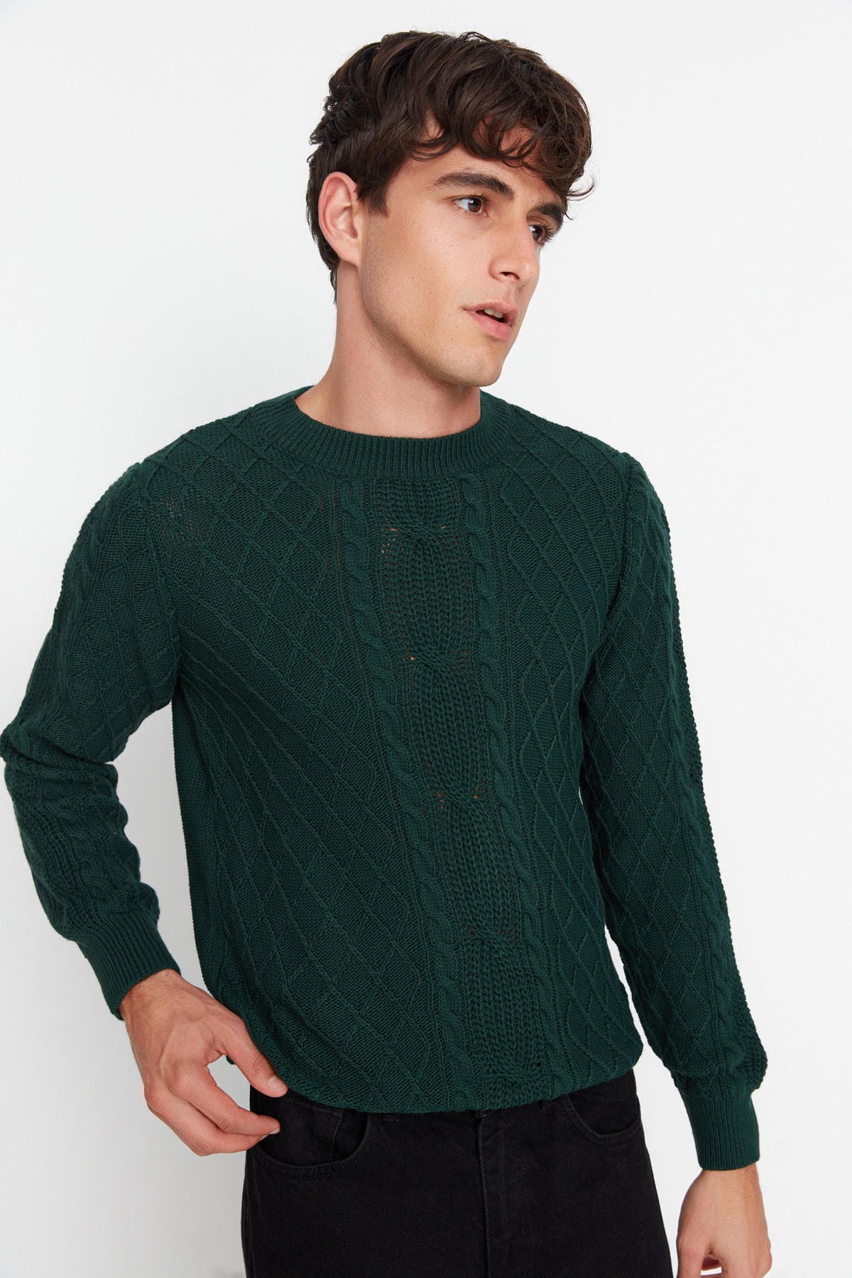 Trendyol Sweater - Green - Regular fit