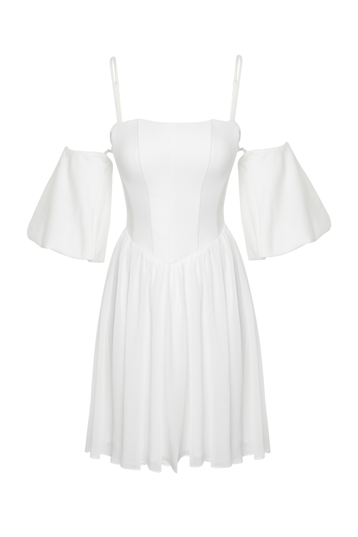 Trendyol Bridal White A-Cut Corset Detailed Woven Short Wedding/Wedding Elegant Evening Dress