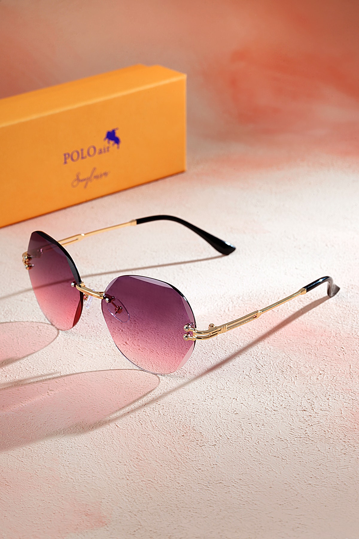 Polo Air Women's Crystal Round Sunglasses Pink Color