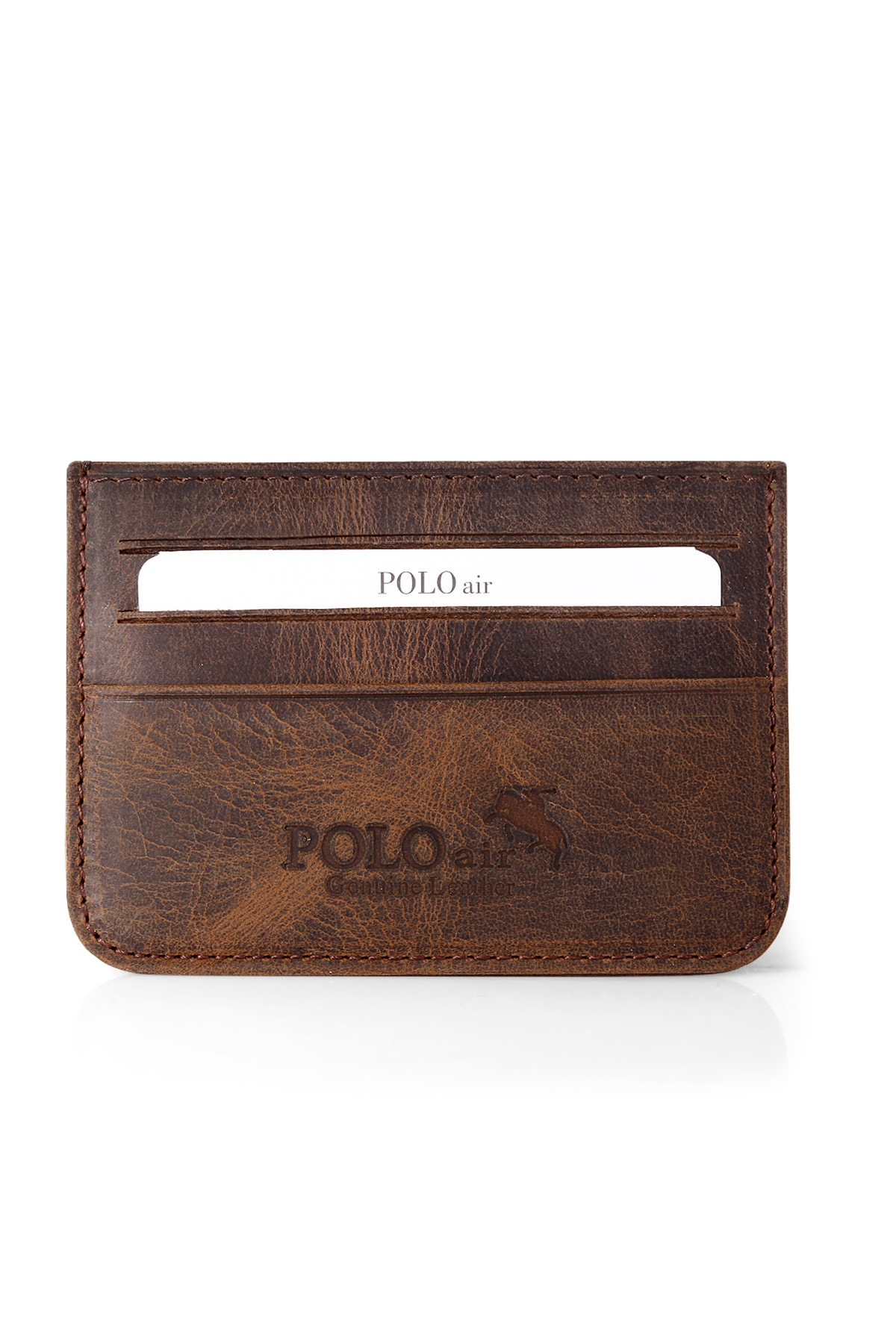 Polo Air In Genuine Leather Brown Credit Card Holder Box