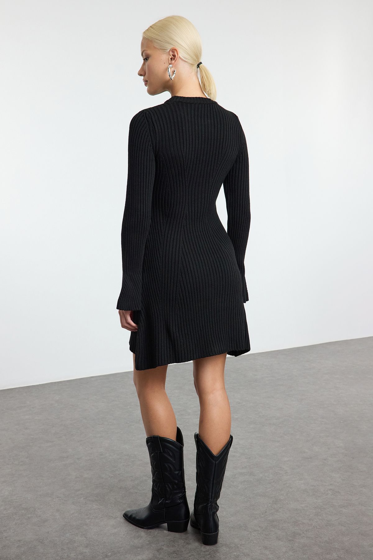 Trendyol Black Mini Knit A-Line Form Fit Dress