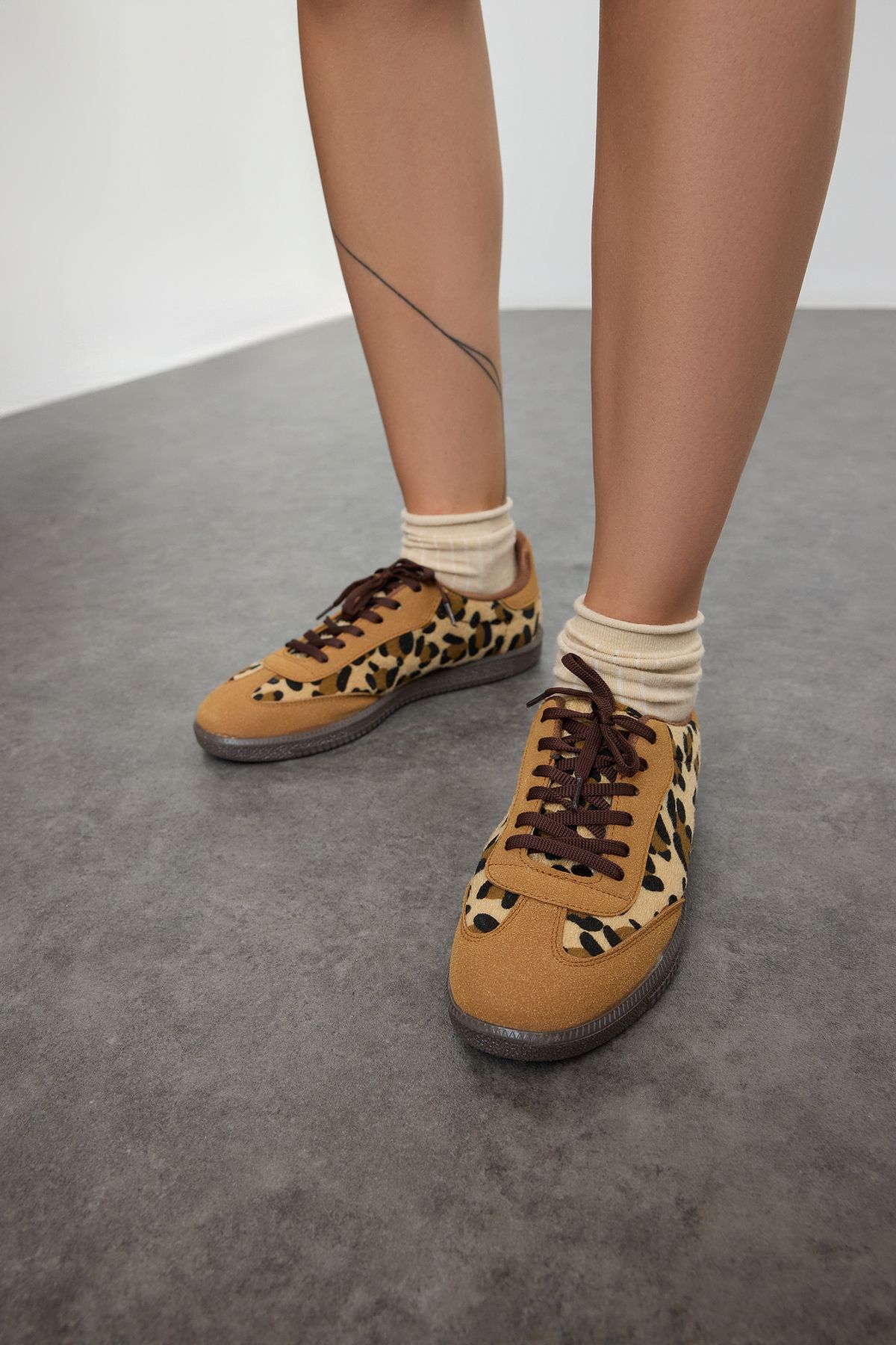 Trendyol Leopard Laced Brown Women's Retro Sneakers