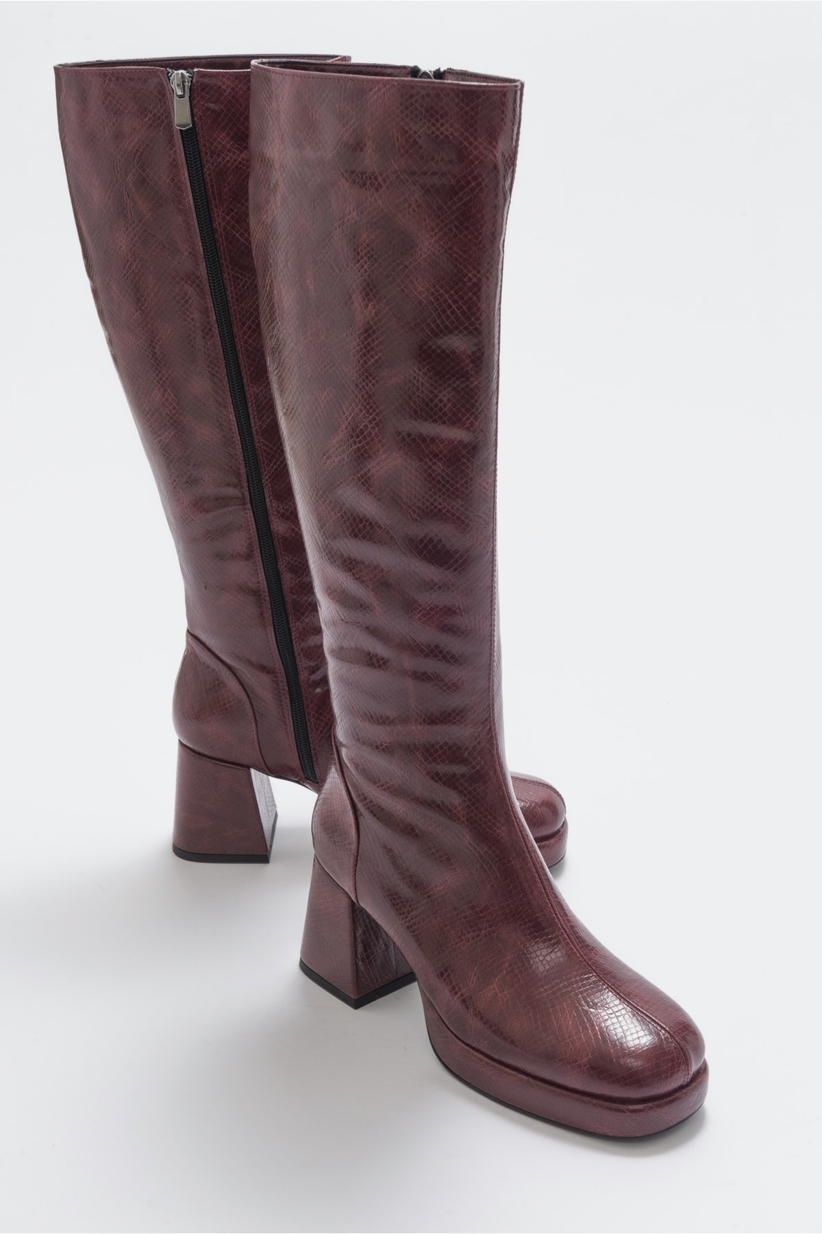 LuviShoes Noote Burgundy Print Women's Boots